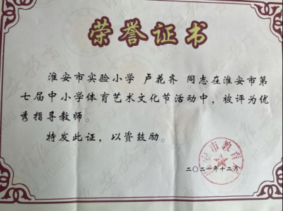 2021年盧花齊老師所獲榮譽(yù)
