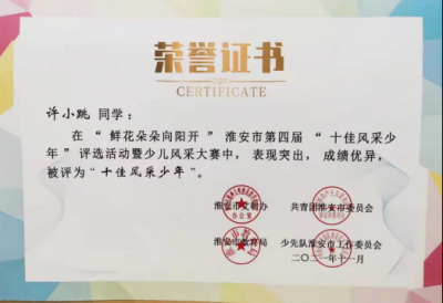 2021年許小跳所獲榮譽（指導(dǎo)老師：許媛媛）