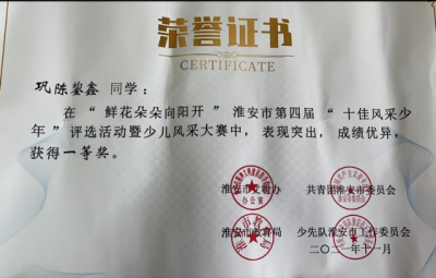 2021年鞏陳鋆鑫所獲榮譽(yù)（指導(dǎo)老師：袁彬）