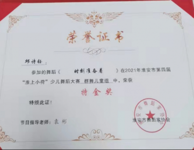 2021年邱詩(shī)鈺所獲榮譽(yù)（指導(dǎo)老師：袁彬）